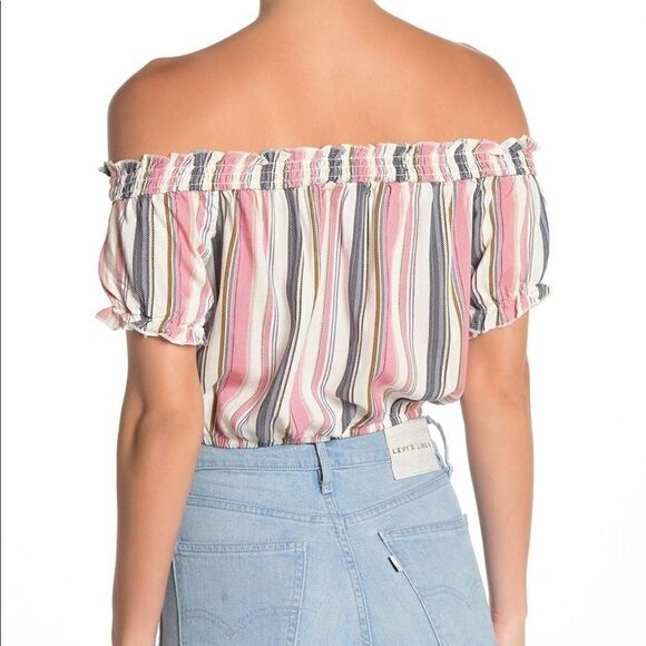 Ten Sixty Sherman Smocked Off Shoulder Crop Top 🔥 - Picture 2 of 7